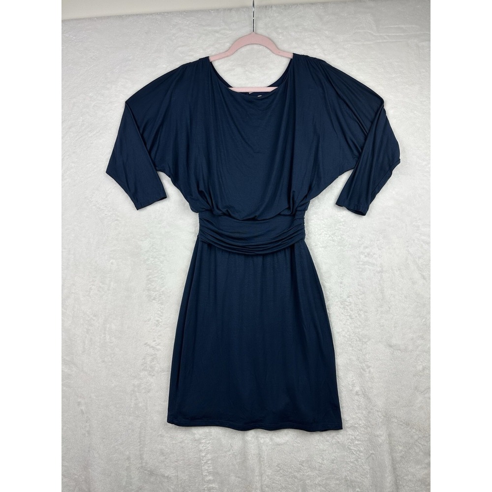 Bordeaux‎ Los Angeles Navy Womens Dress Ruched Waist Knit Dolman Sleeve